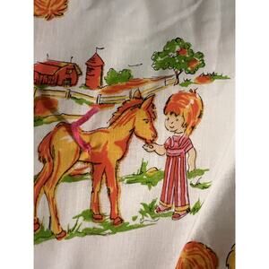 VINTAGE PROJECT LINUS HORSE ANIMALS COTTON FLANNEL Girl & Boy QUILT BLANKET